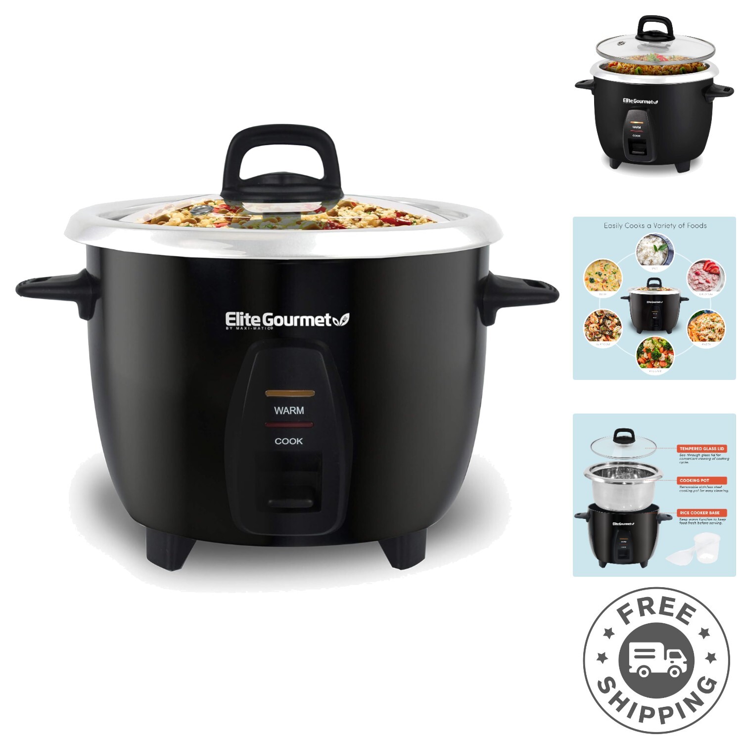 10-Cup Capacity Rice Cooker - Stainless Steel Inner Pot for Perfect Fluffy Rice