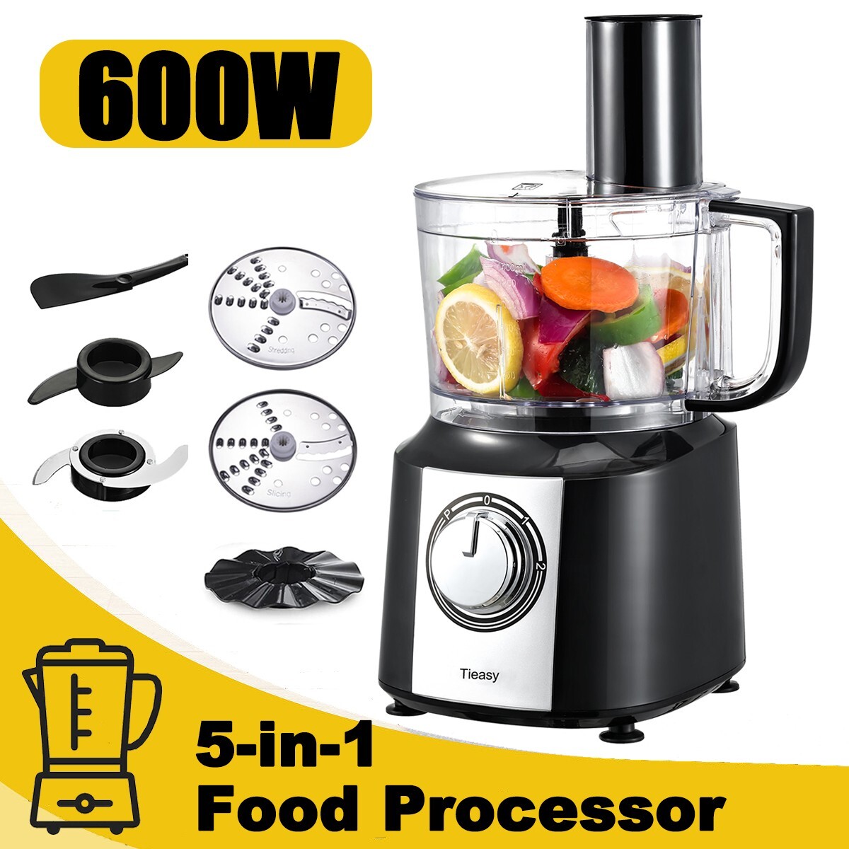 10 Cup Food Processor 600W Multifunctional 5 in 1 Blender Chopper Juicer Mixer