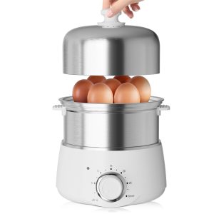 14-Egg Stainless Steel Electric Cooker with Timer & Auto Shut-Off