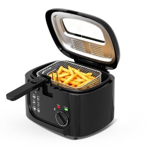 1500W Electric Deep Fryer with Adjustable Temperature Control, 2.5L, Black