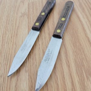 2 PACK Old Hickory 2nd Kitchen Paring Knife 3.25" Carbon Steel Blade Wood Handle