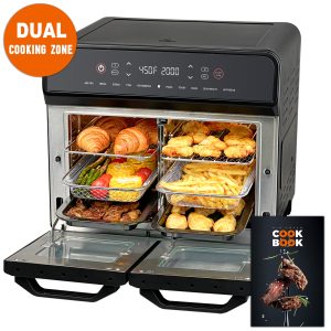 24QT Stainless Steel Dual Zone Air Fryer Oven with Rotisserie,Toaster Oven