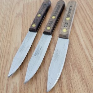 3 PACK Old Hickory 2nd Kitchen Paring Knife 3.25" Carbon Steel Blade Wood Handle