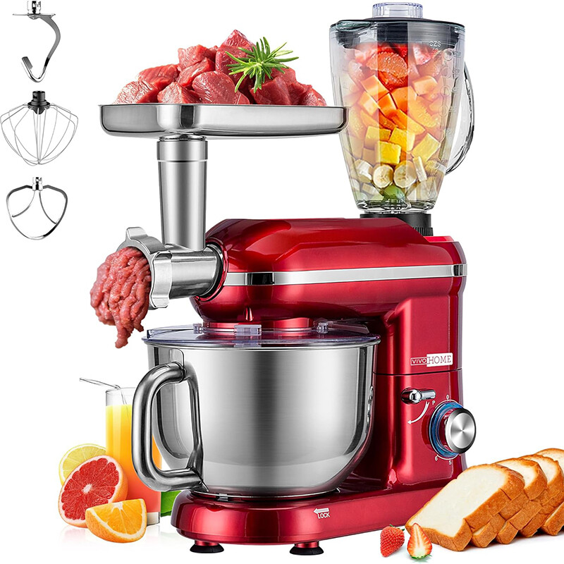 3 in 1 6 Quart Stand Mixer 650W 6-Speed Meat Grinder Juice Blender ETL Certified