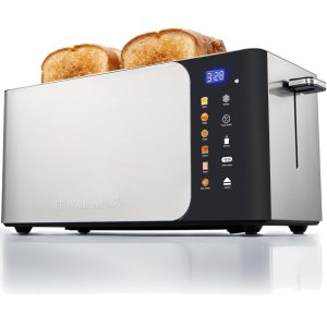 4 Slice Toaster Stainless Steel Digital Long Slot Bread Bagel Waffle Reheat