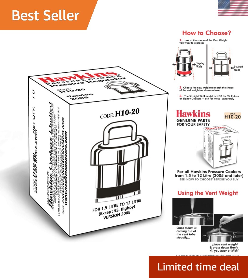 Lightweight Brass Pressure Regulator for Pressure Cookers 1.5L to 12L – Silver