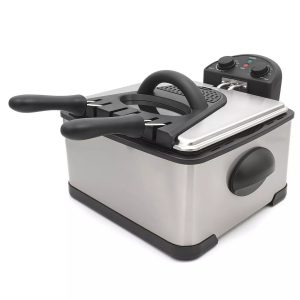 4QT Dual Deep Fryer with 3 baskets, Timer and Temp Knobs. 1700 W