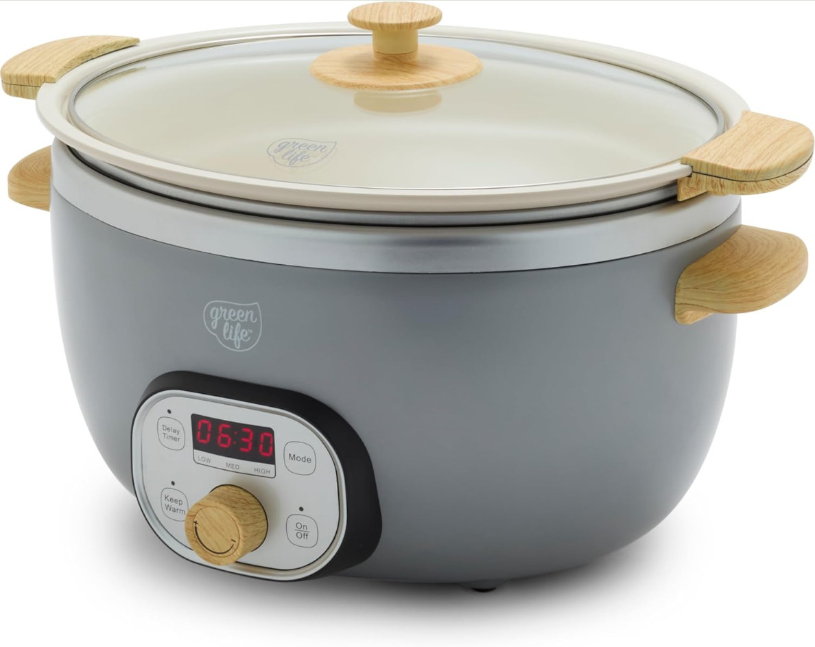 6Qt Non-Toxic Electric Pressure Cooker Programmable Periwinkle