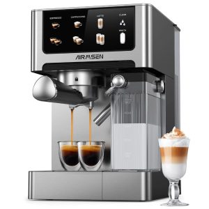 AIRMSEN 20 Bar Espresso Machine with Automatic Milk Frother for Home, Cappucc...