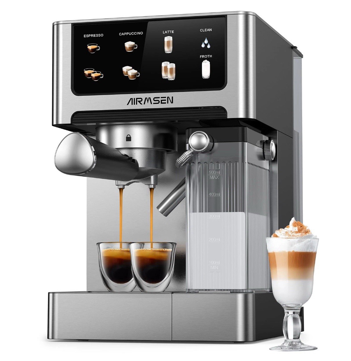 AIRMSEN 20 Bar Espresso Machine with Automatic Milk Frother for Home, Cappucc...