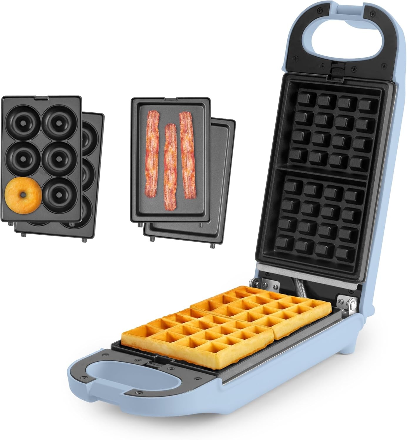 AROMA® Swap & Flip Waffle Maker with Removable Plates: 3-in-1 Panini Press,