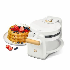 Beautiful Rotating Belgian Waffle Maker, White Icing by Drew Barrymore Makes 1-I