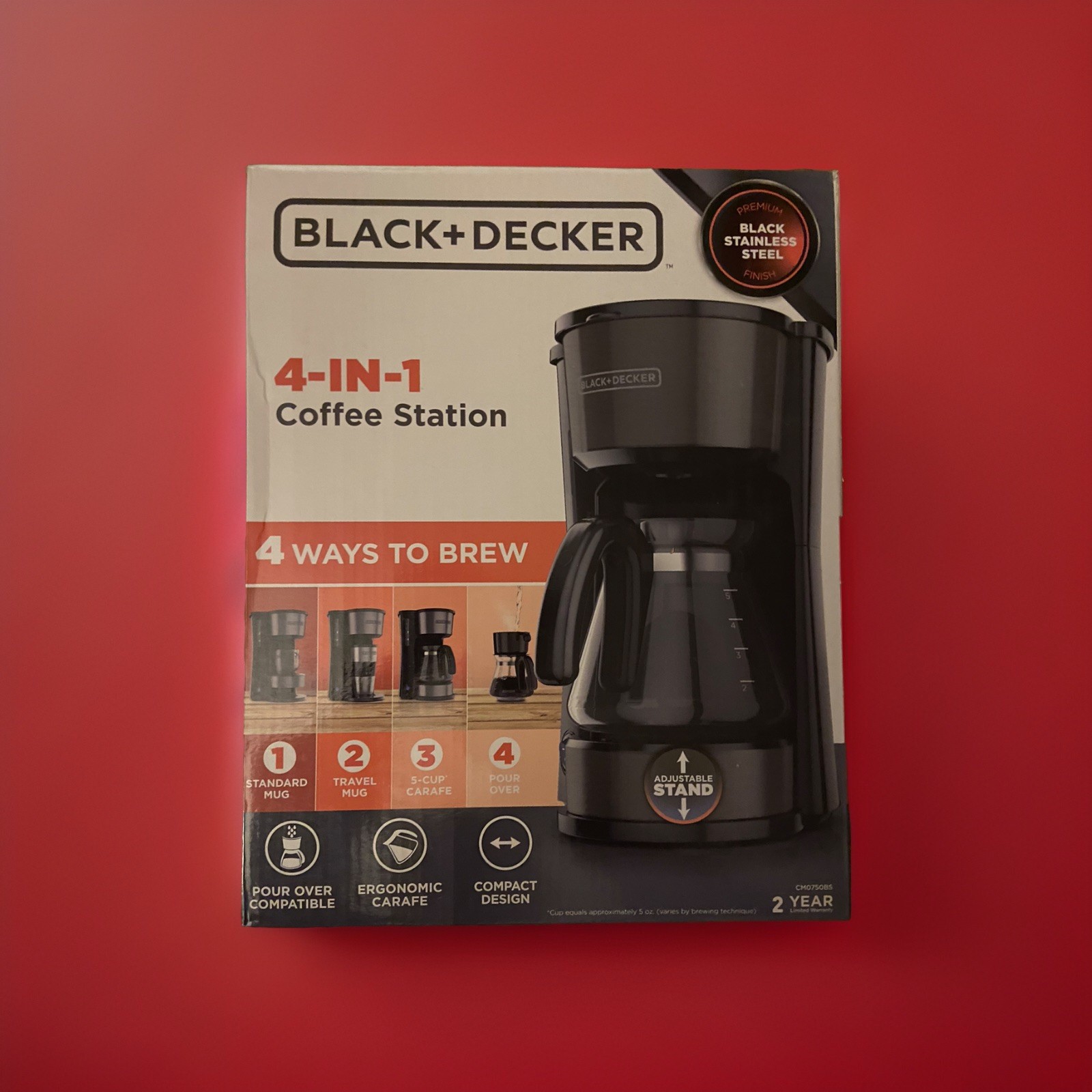 Black + Decker 4-In-1 Coffee Station With 5 Cup Carafe CM0750BS Black NEW!