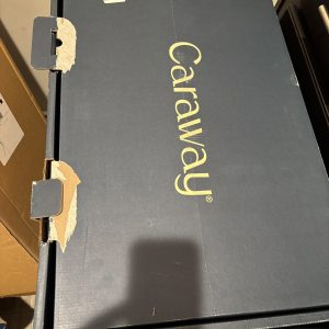 Caraway Nonstick Ceramic Cookware 12 Piece Set Pots Pans Lids Storage Navy Blue