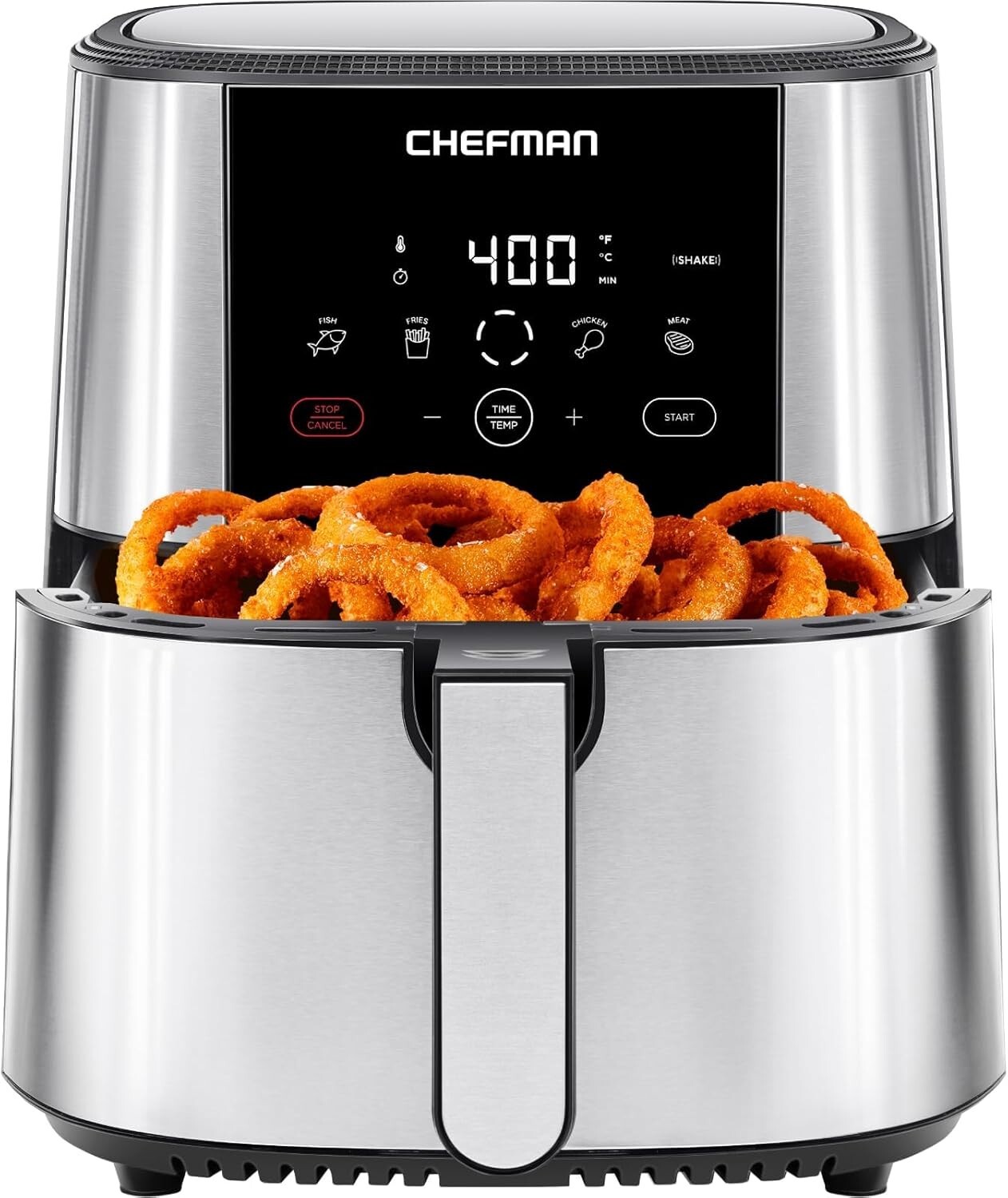 Chefman Turbofry Air Fryer with Basket , 8 Qt Capacity, Stainless Steel
