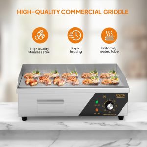 Commercial Electric Griddle,1600W Countertop Flat Top Grill, 22in Griddle Grill
