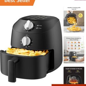 Compact 2.1 Quart Air Fryer with 12 Menu Options & Adjustable Temperature - B...