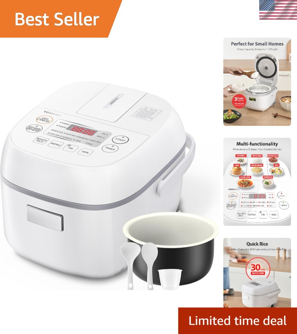 Compact Fuzzy Logic Rice Cooker 3 Cups - Perfect for All Your Cooking Needs