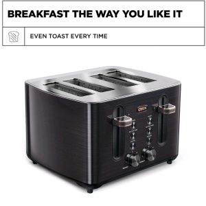 Crux 4-Slice Extra Wide Slot Stainless Steel Toaster with 6 Shade Setting Contro