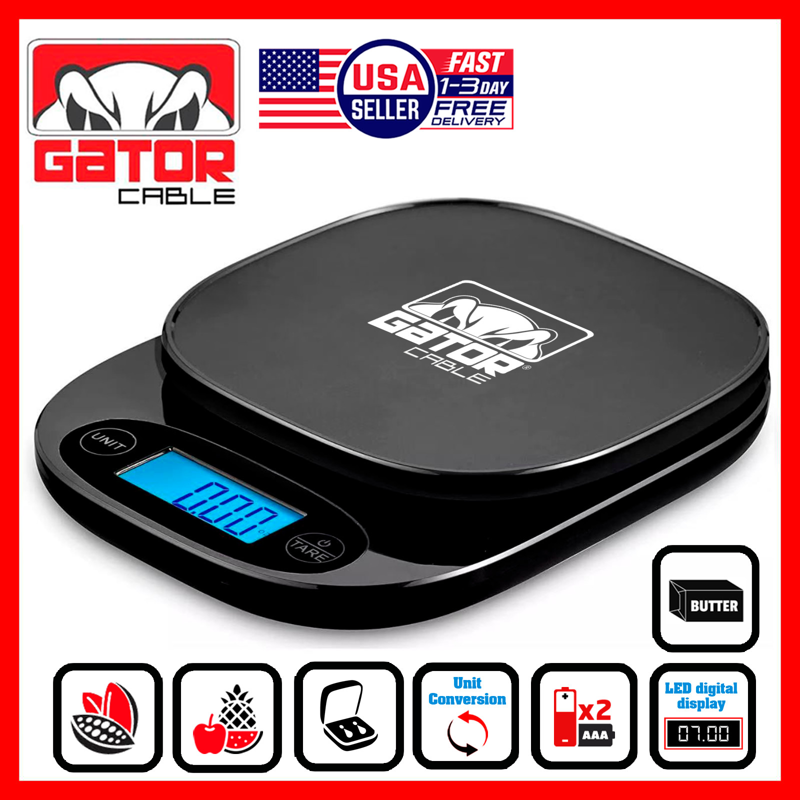 Digital Kitchen Scale Food Diet Multifunction Weight Balance 10,000g 22lb x 0.5g