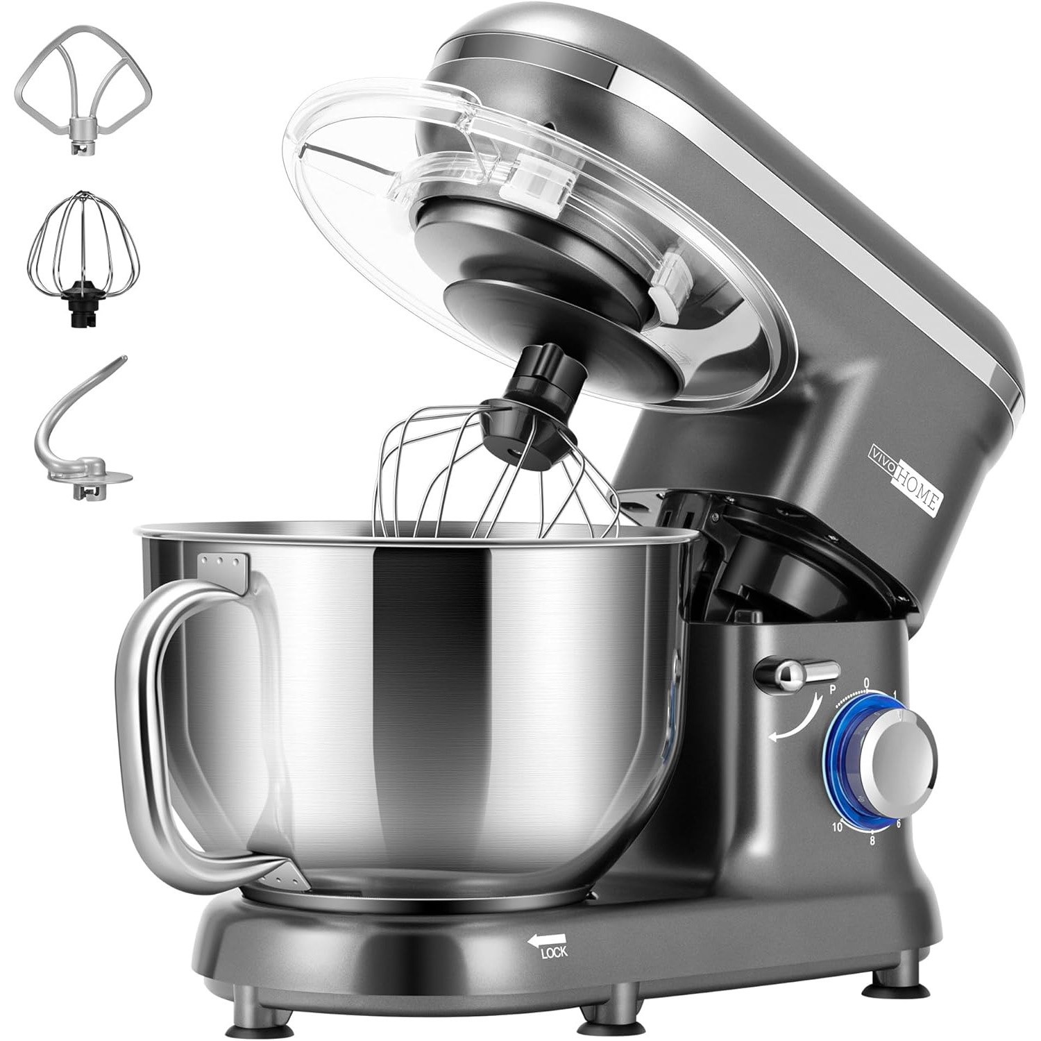 Electric Countertop Food Stand Mixer 660W 10 Speed 6QT Tilt-Head Kitchen Beater