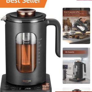 Electric Glass Kettle with Infuser 1200W Fast Heating 1L BPA-Free