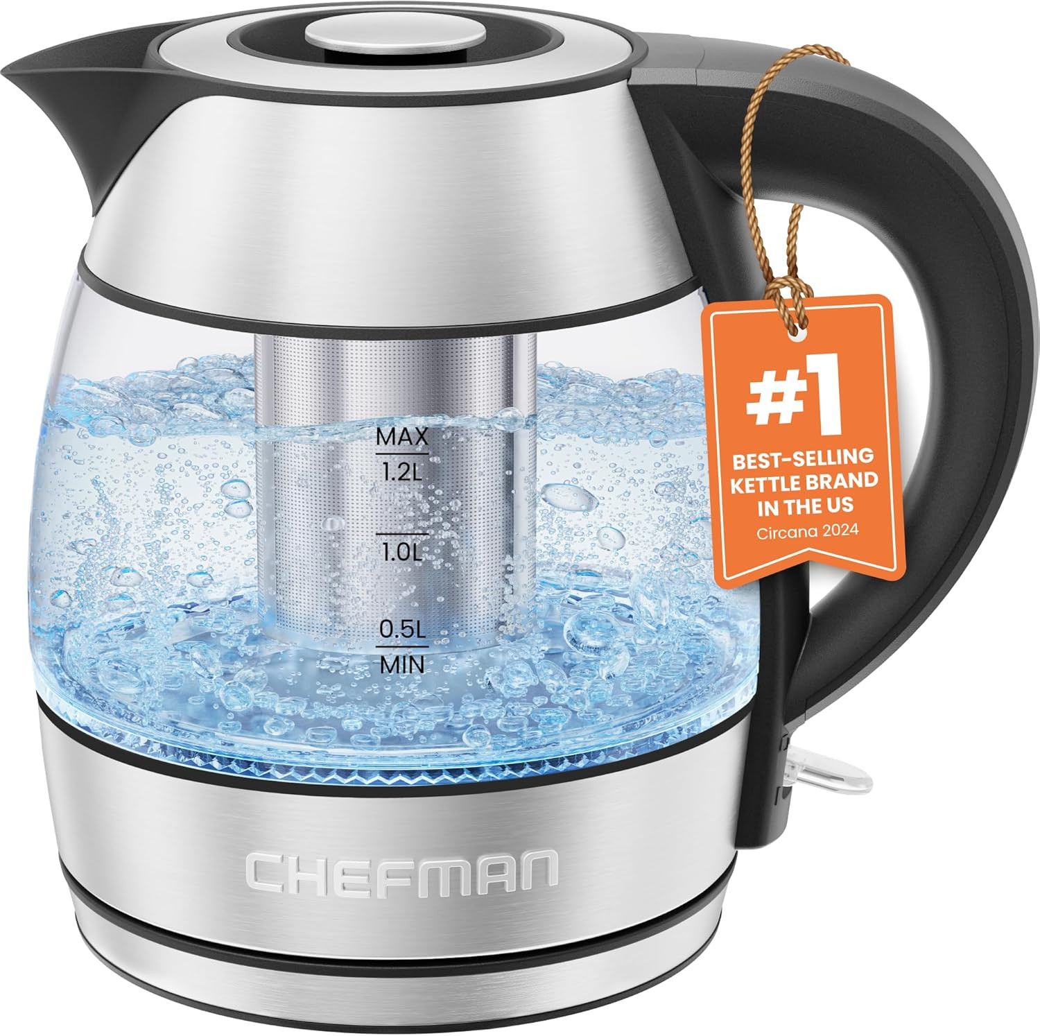 Electric Kettle - 1.2L 1500W Hot Water Tea Pot with Infuser, BPA Free, Auto Shut