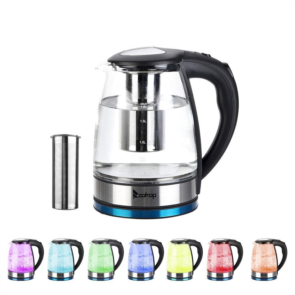 Electric Kitchen Glass Water Tea Kettle 1200W 1.8L Auto Shut-off LED Durable