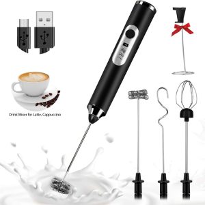 Electric Milk Frother Handheld Drink Foamer Coffee Mixer Egg Beater Double Whisk