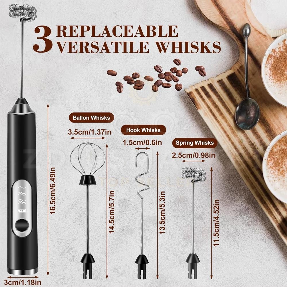 Electric Milk Frother Handheld Whisk Mixer Stirrer Coffee Egg USB Rechargeable