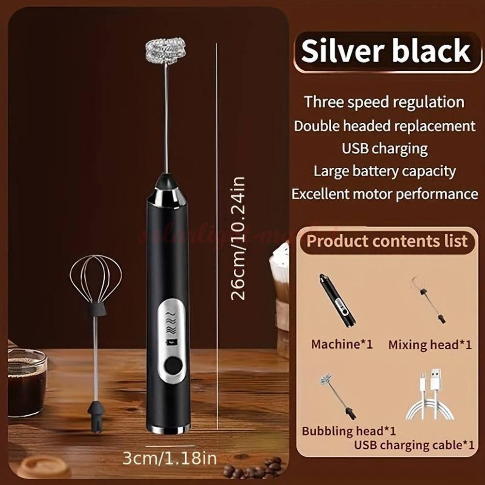 Electric Milk Frother Handheld Whisk Mixer Stirrer Coffee Egg USB Rechargeable