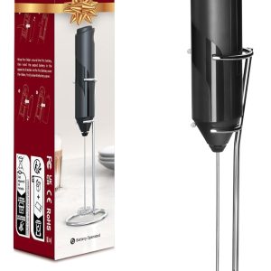 Electric Milk Frother Handheld with Stainless Steel Stand Battery