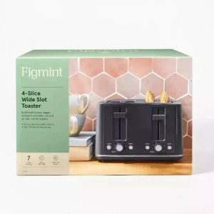 Figmint 4 Slice Toaster, Extra Wide, 7 Shade Setting, Stainless Steel - Gray NEW