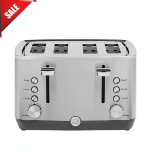 GE 4-Slice Toaster Stainless Steel Extra-Wide Slots 7 Shade Settings 1500W