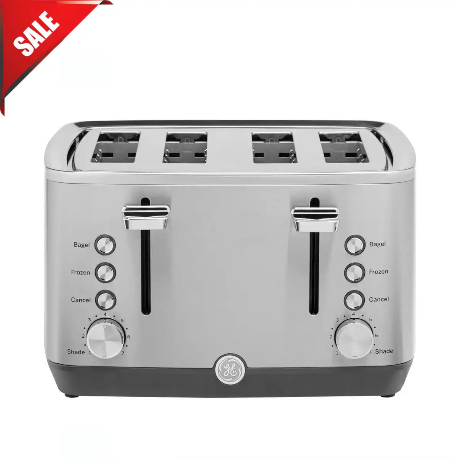 GE 4-Slice Toaster Stainless Steel Extra-Wide Slots 7 Shade Settings 1500W