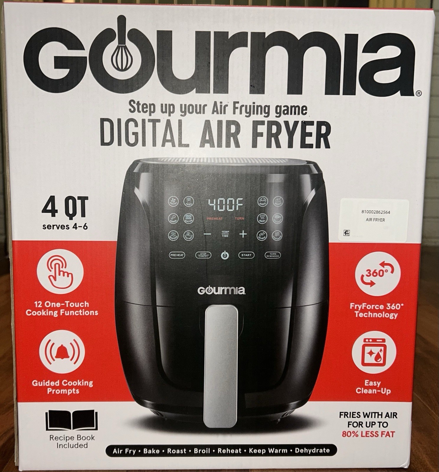 Gourmia 4-Quart Digital Air Fryer with Guided Cooking Technology, Black GAF486