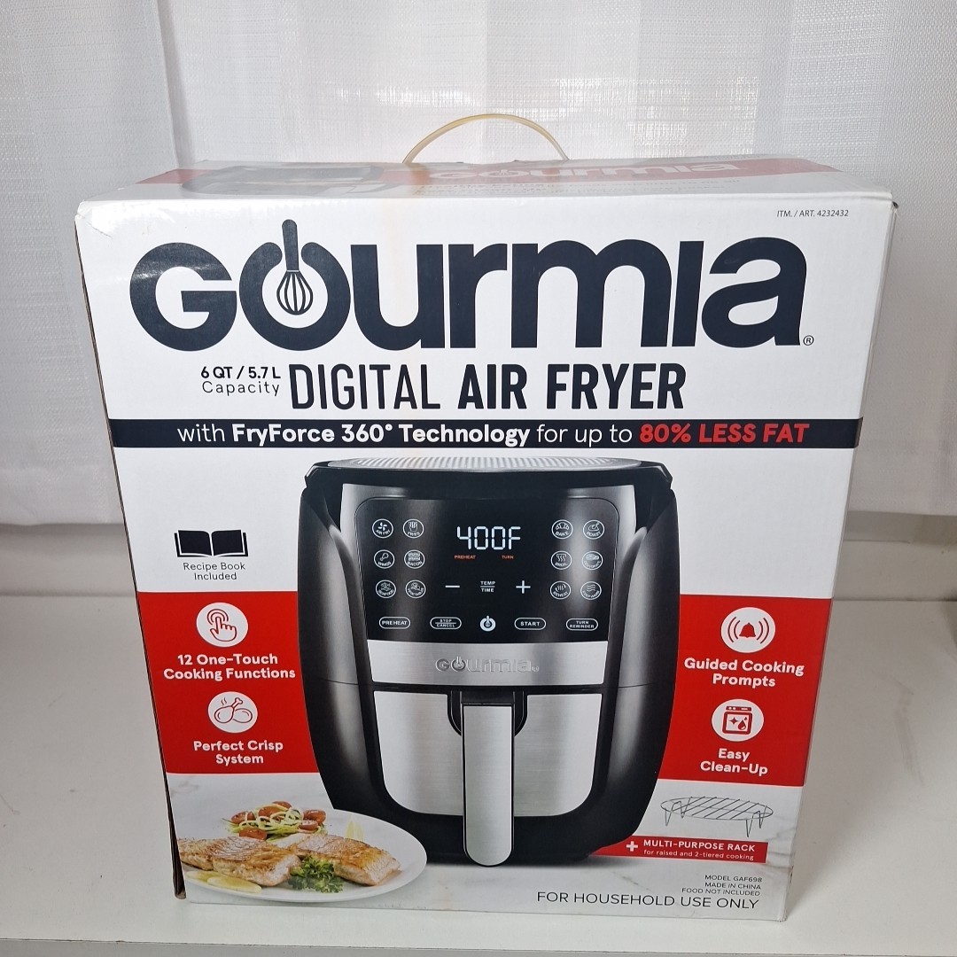Gourmia Air Fryer Oven Digital Display 6 Quart Black Stainless Bake FryForce 400