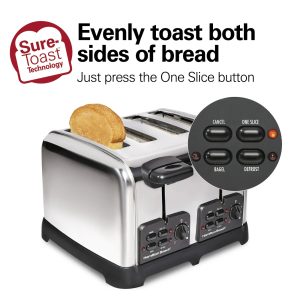 Hamilton Beach Classic 4-Slice Toaster with Sure-Toast Technology, Auto Boost
