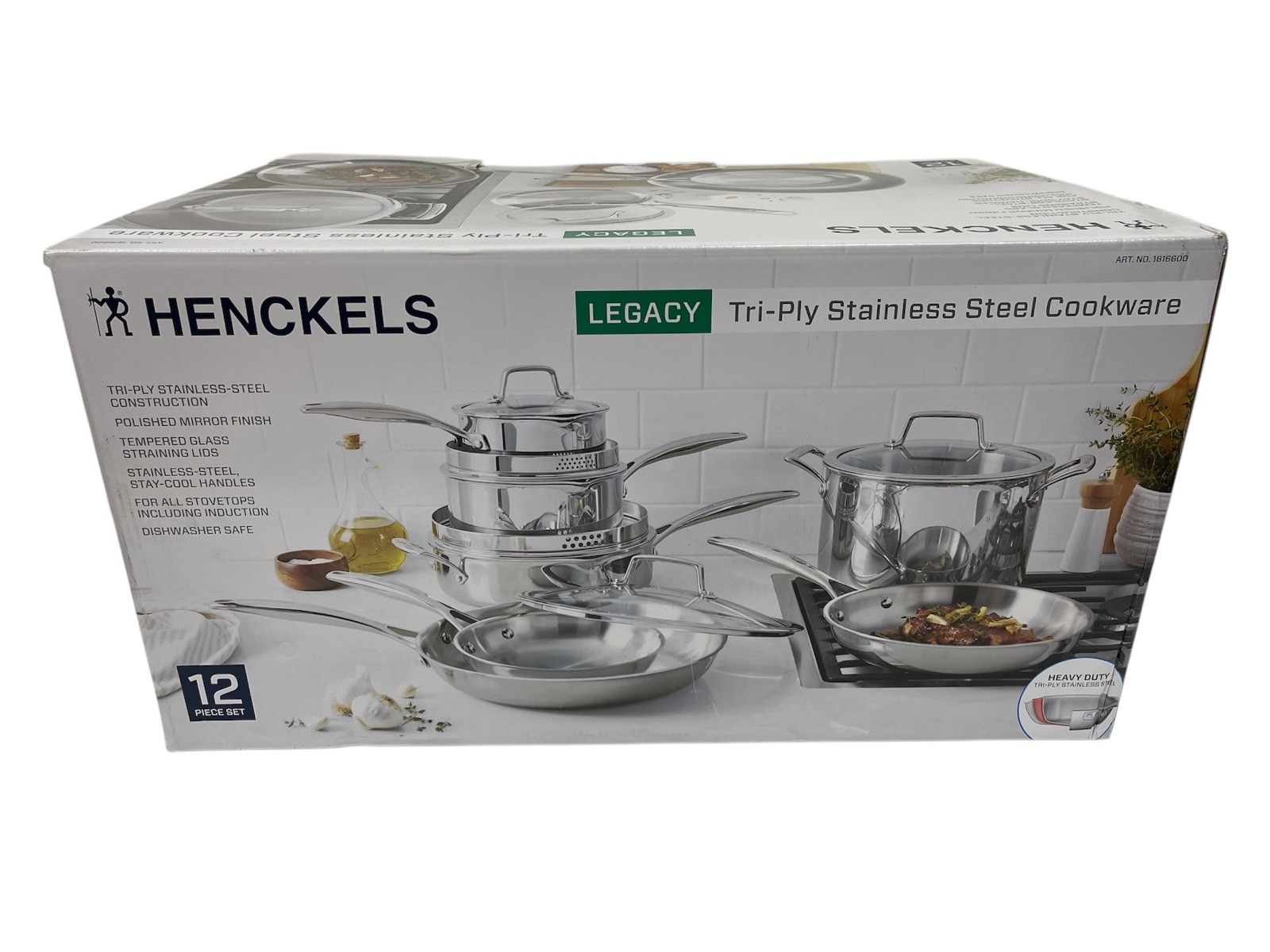 Henckels Legacy Tri-Ply Clad 12 Piece Stainless Steel Cookware Set All Stovetops