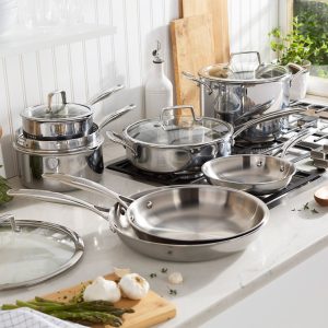 Henckels Tri-Ply Clad Stainless Steel 12-piece Cookware Set, NEW