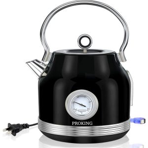 INTETEIN 1.7 Liter Stainless Steel Body Retro Electric Tea Kettle US Stock