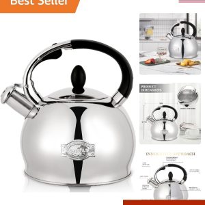 Luminuxe Whistling Tea Kettle, 3qt Stainless Steel Stove Top Kettle with Cool