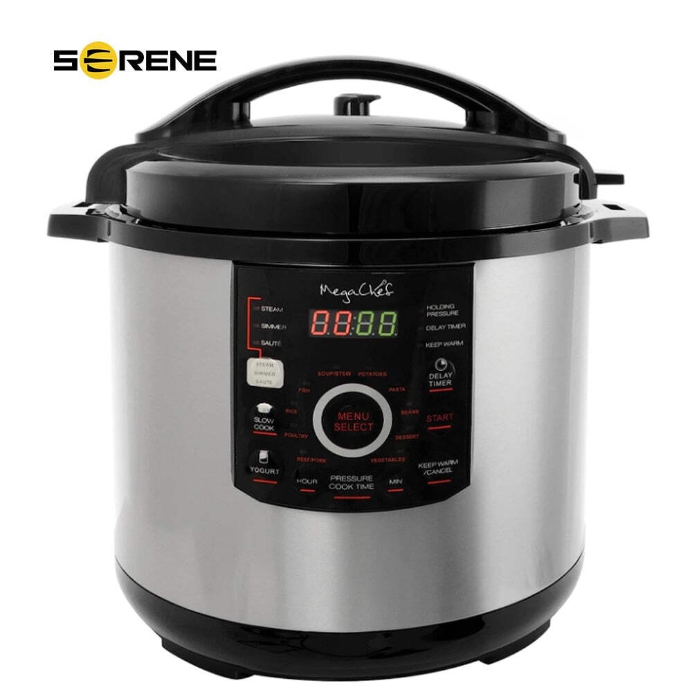 MegaChef 12 Quart Digital Pressure Cooker with 15 Preset Options and Glass Lid,