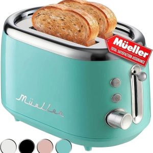 Mueller RetroToast 2 Slice Toaster Turquoise MR-220 7 Browning Levels New In Box