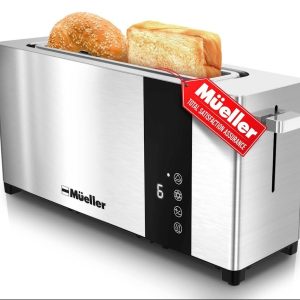 Mueller UltraToast Full Stainless Steel Toaster 2 Slice, Long Extra-Wide Slots