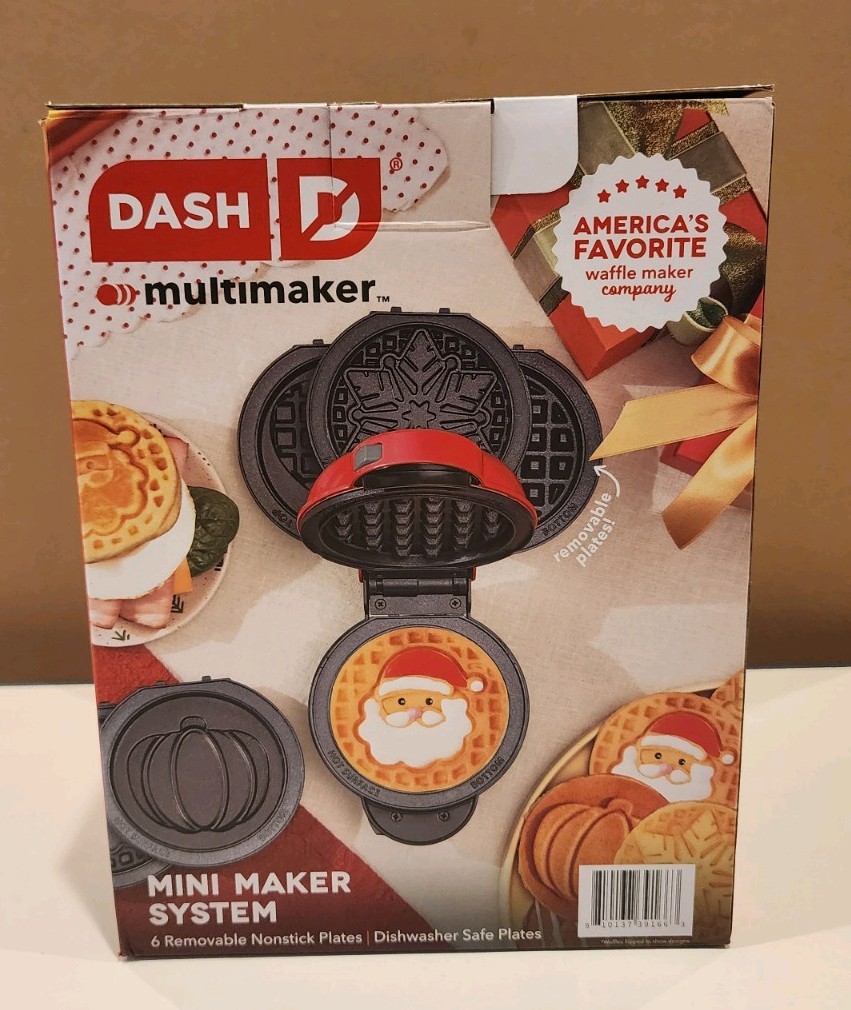 MultiMaker 6-in-1 Mini Waffle Maker – Nonstick Plates Holiday