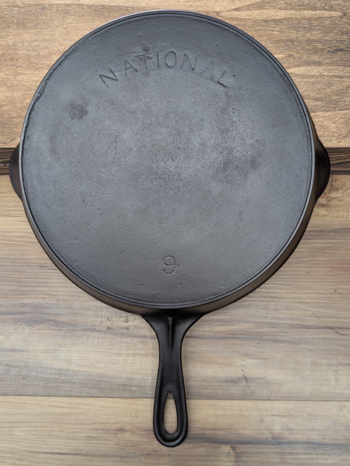 National #9 (Wagner) Skillet Heat Ring, FLAT, c.1914, RESTORED Vintage Cast Iron