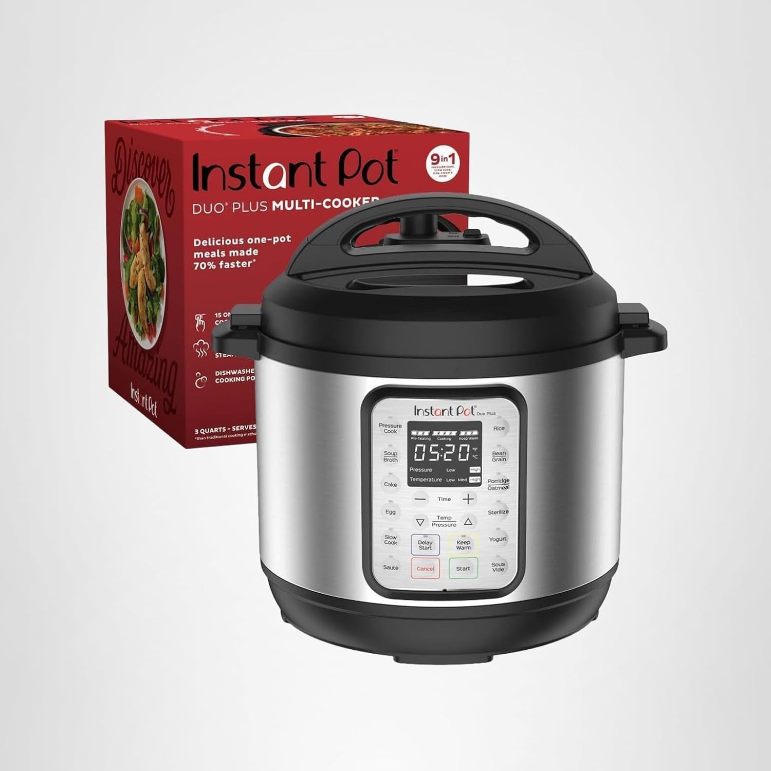 New Instant Pot Duo Plus 6 v3 9-in-1 Multi-Use Programmable Pressure Cooker 6 qt
