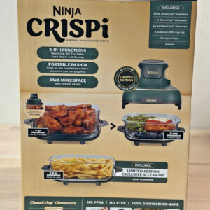 New Ninja Crispi 5-in-1 Portable Glass Air Fryer 4-QT, 2.5-QT & 6-Cup FN103BF
