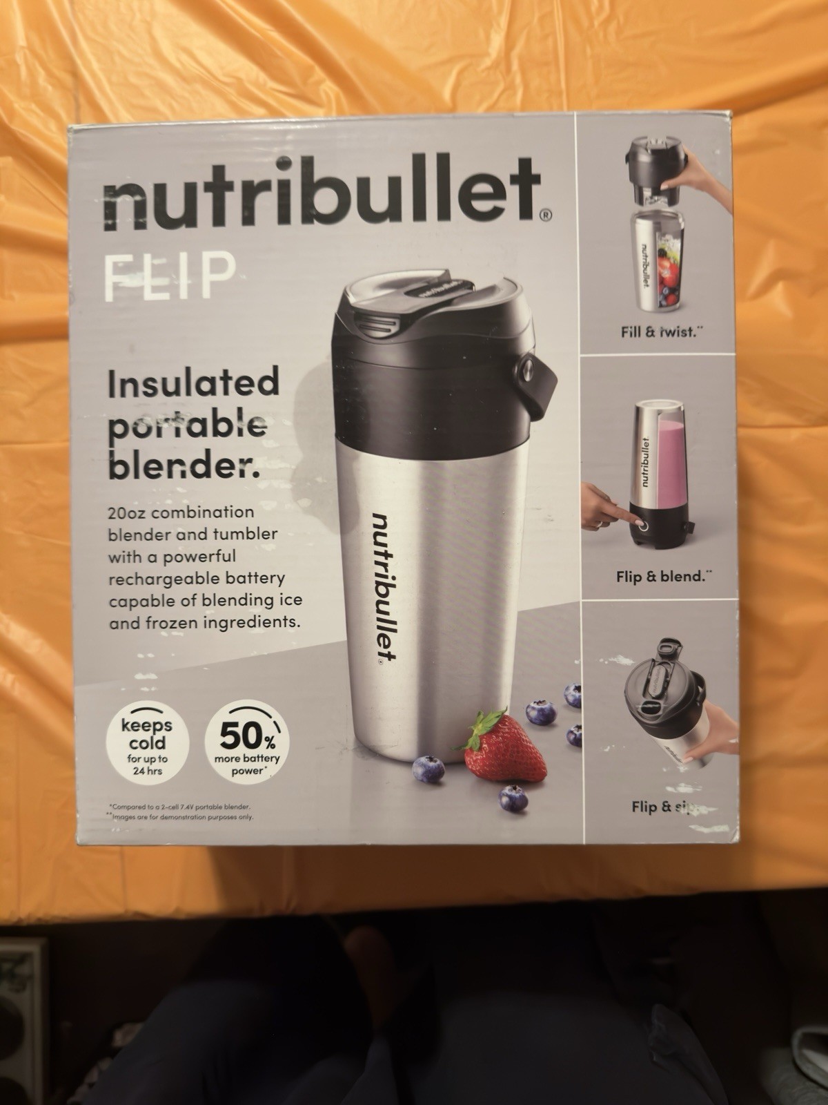 New! Nutribullet Flip Insulated Portable Blender in Brushed Stainless Steel